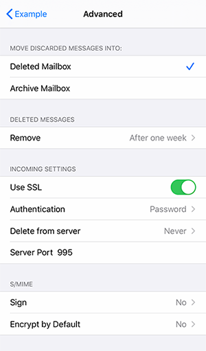 host name for incoming mail server host name for incoming mail server